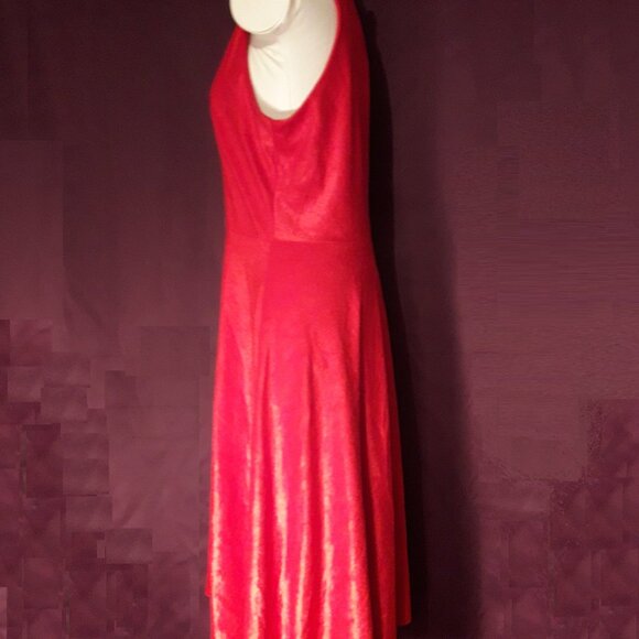 Vintage 1960s 1970s Red Halter Dress Midi Sleeveless Women Ladies 60s 70s - Picture 4 of 7